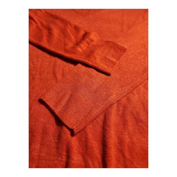 Dunnes Red Orange V-Neck Pullover Sweater Size (US 18) EU46 Lightweight Office - Picture 6 of 8